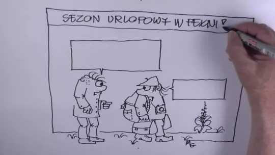 Maciek nie wie, gdzie pojechać na urlop. Komiczny żart rysunkowy o wakacyjnym dylemacie