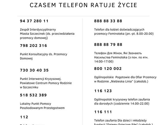 Czasami jeden telefon ratuje życie - Moc na przemoc