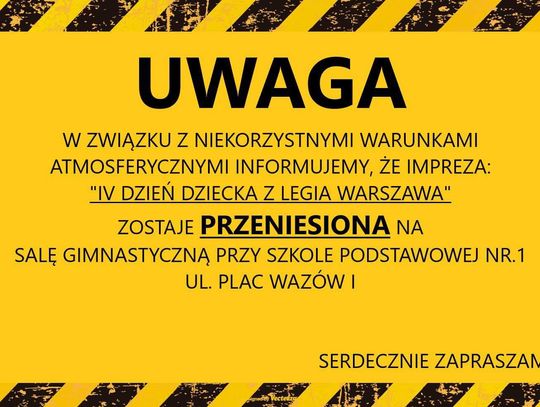 Dzień dziecka z Legią - przeniesiony do hali przy SP1 