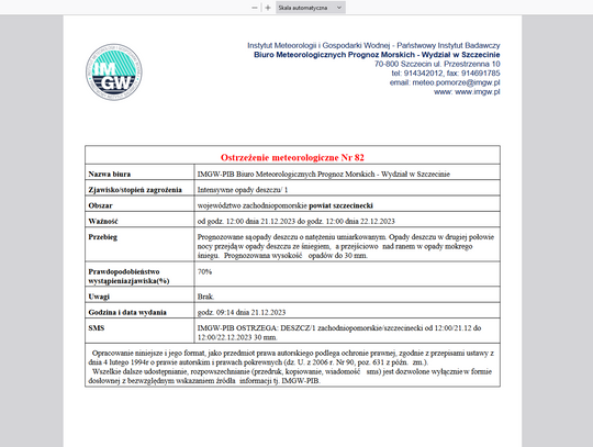 Ostrzeżenie meteorologiczne - będzie lało i mocno wiało