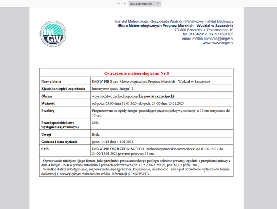 Ostrzeżenie meteorologiczne - zima w ataku - dosypie śniegu