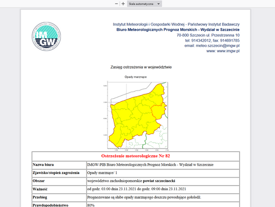 Ostrzeżenie pogodowe