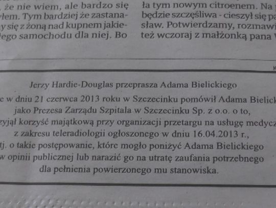Przeprosiny burmistrza