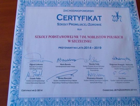 Szkoła z certyfikatem