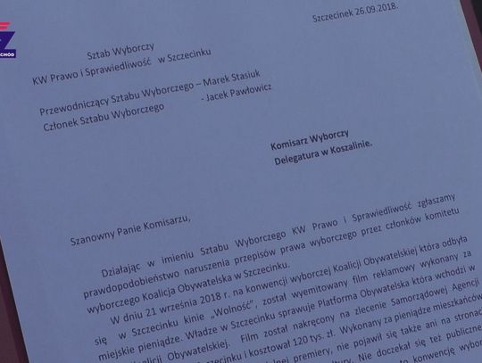 Sztab Wyborczy PiS zawiadamia Komisarza Wyborczego o działaniach Sztabu PO-N