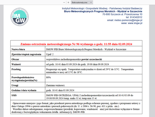 Upalow ciag dalszy - Biuro prognoz meteo ostrzega