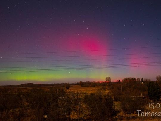 Zorza polarna nad Szczecinkiem 