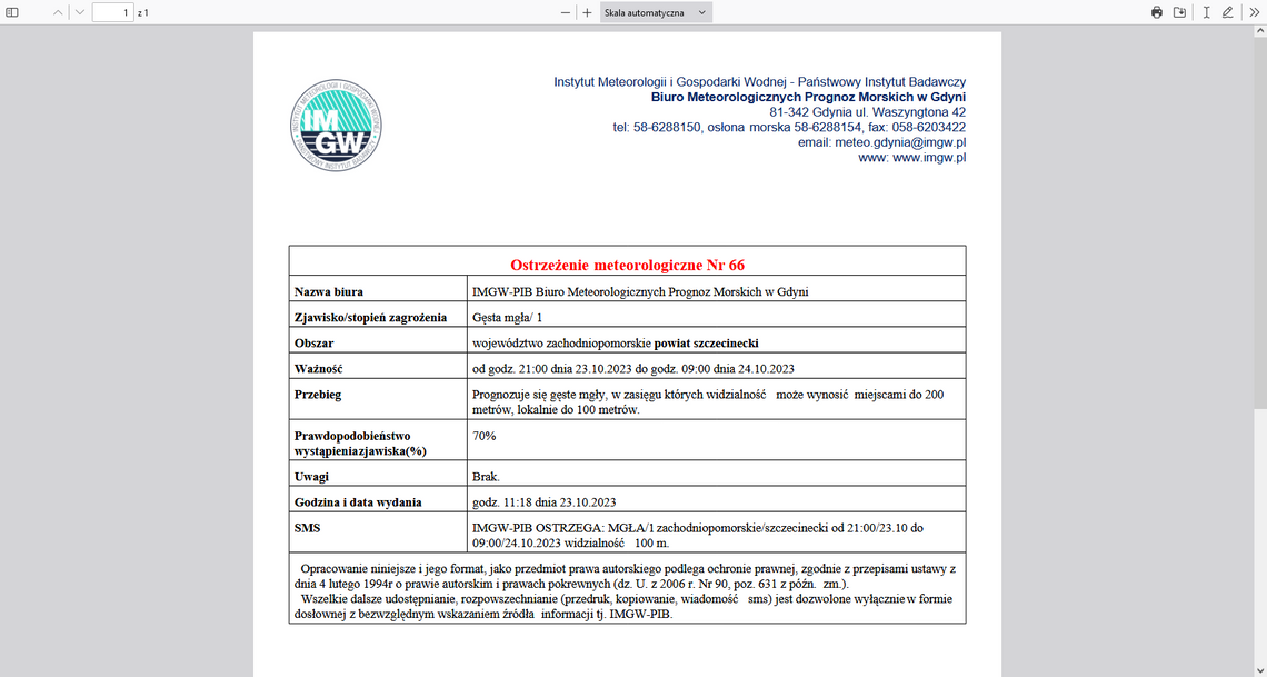 Ostrzeżenie meteorologiczne - będą gęste mgły, słaba widoczność