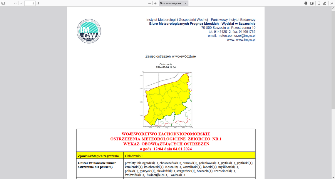 Ostrzeżenie meteorologiczne - bedzie bardzo ślisko