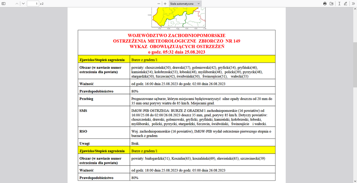 Ostrzeżenie meteorologiczne - może zagrzmieć i mocno popadać