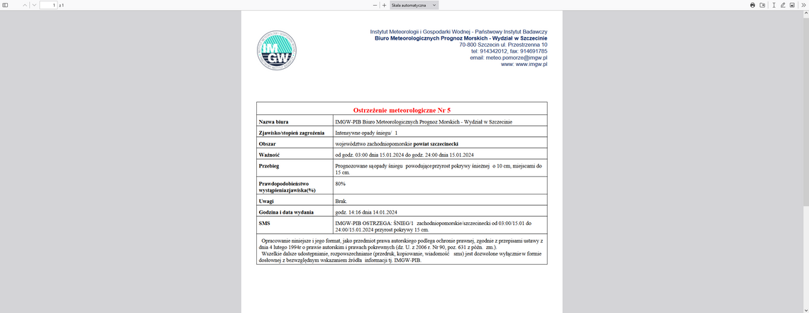 Ostrzeżenie meteorologiczne - zima w ataku - dosypie śniegu