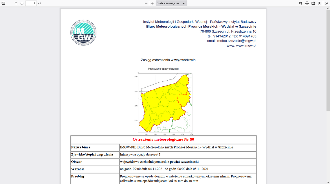Ostrzeżenie pogodowe