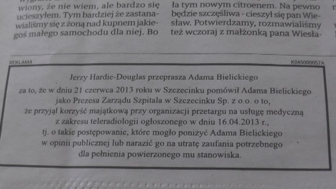 Przeprosiny burmistrza