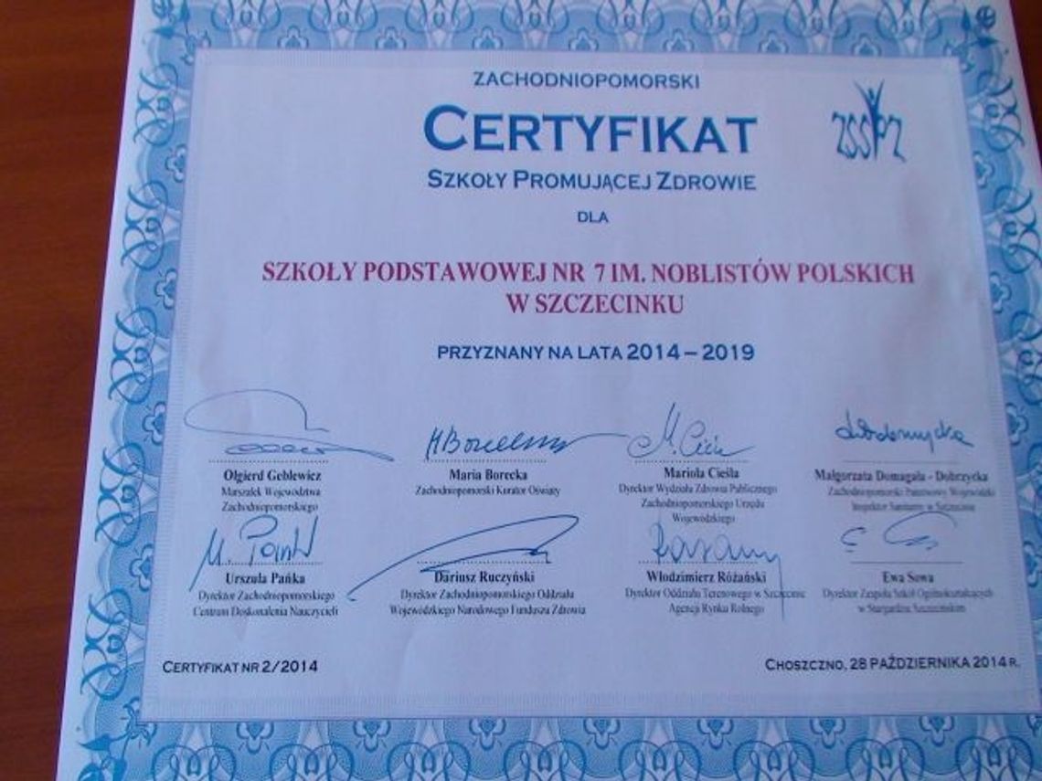 Szkoła z certyfikatem